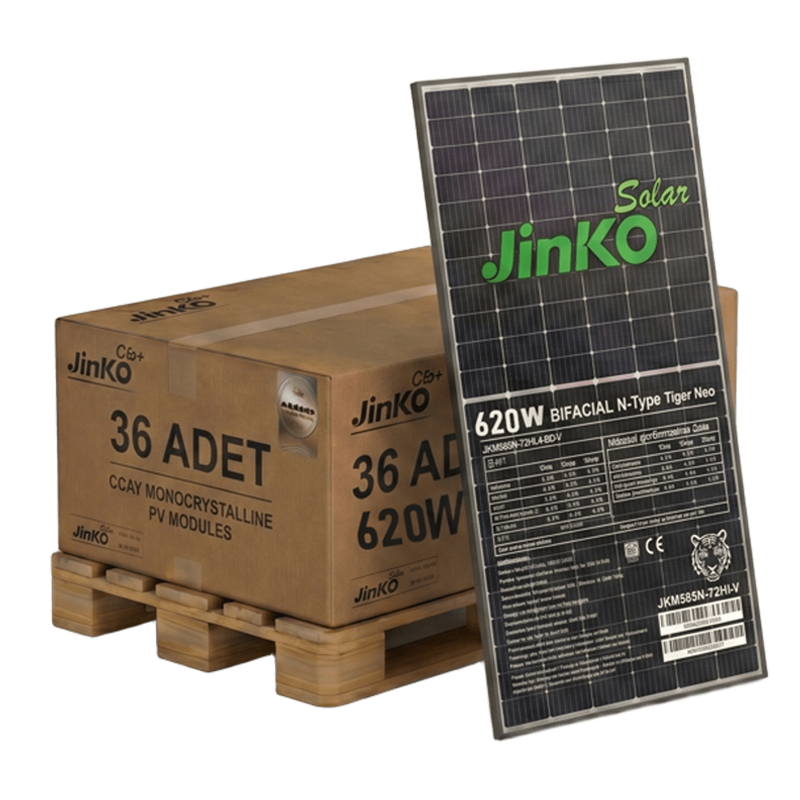 Jinko 620 Watt 1 Palet Bifacial Güneş Paneli (36 Adet)