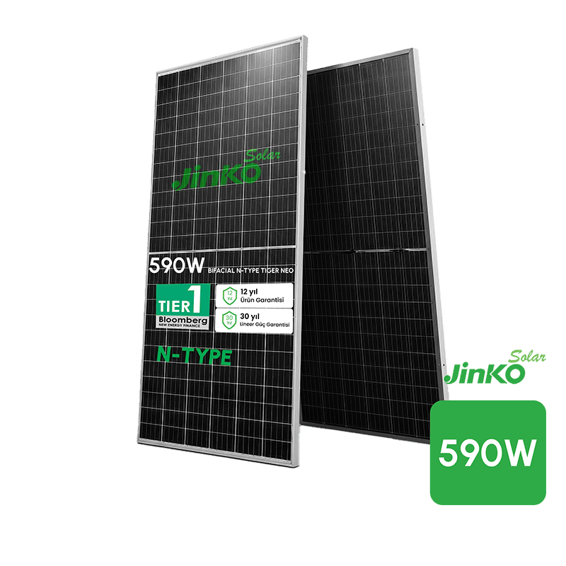 Jinko 590 Watt 1 Palet Bifacial Güneş Paneli (36 Adet)