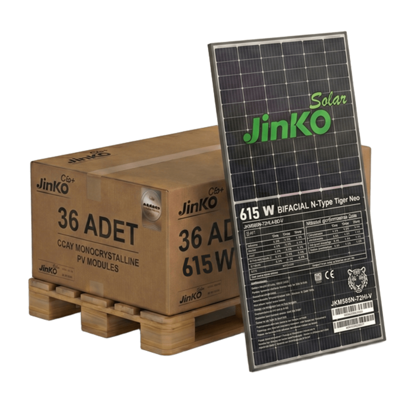 Jinko 615 Watt 1 Palet Bifacial Güneş Paneli (36 Adet)